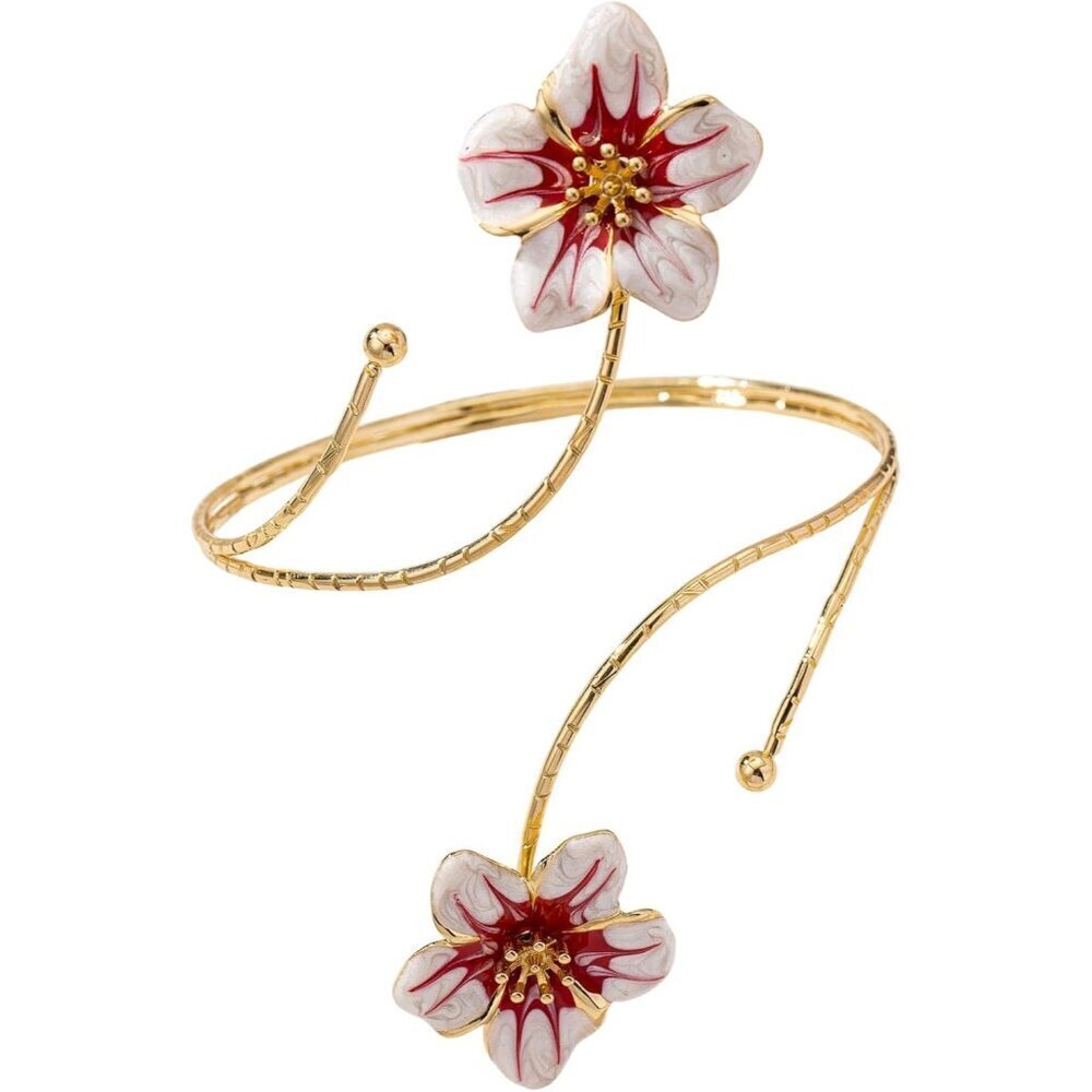Women's 18K Gold Arm Cuff Bracelets Floral Layered Beach Jewelry